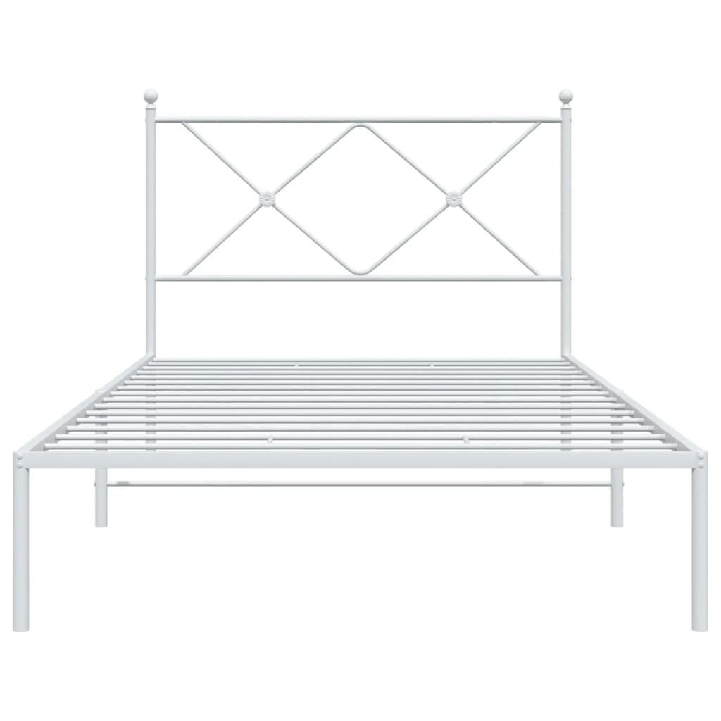 Metal Bed Frame with Headboard White 100x200 cm