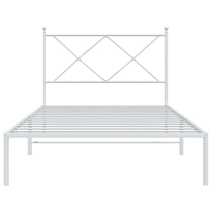 Metal Bed Frame with Headboard White 100x200 cm