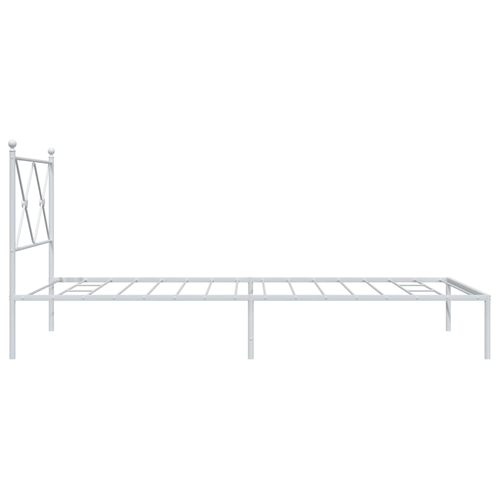 Metal Bed Frame with Headboard White 100x200 cm