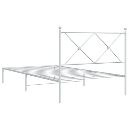 Metal Bed Frame with Headboard White 100x200 cm