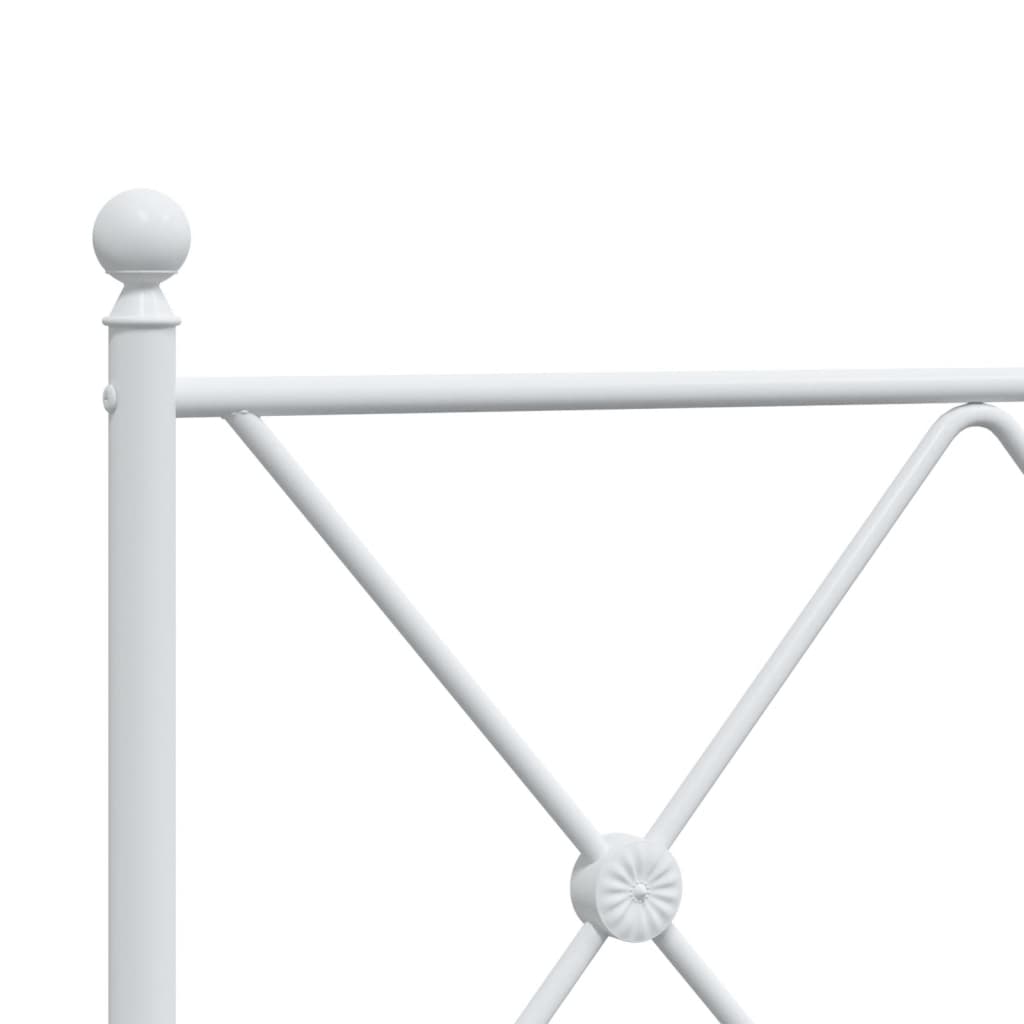 Metal Bed Frame with Headboard White 100x200 cm