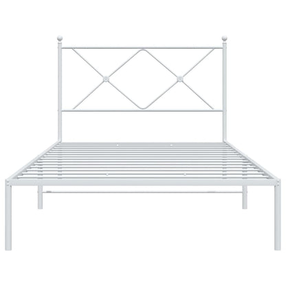 Metal Bed Frame with Headboard White 107x203 cm