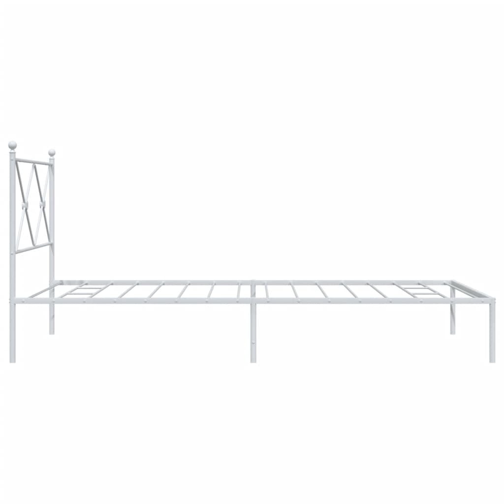 Metal Bed Frame with Headboard White 107x203 cm