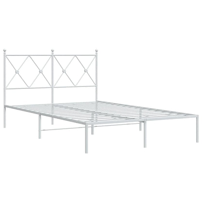 Metal Bed Frame with Headboard White 120x190 cm Small Double