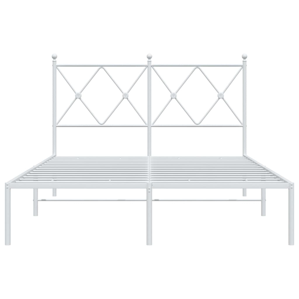 Metal Bed Frame with Headboard White 120x190 cm Small Double