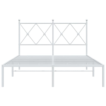 Metal Bed Frame with Headboard White 120x190 cm Small Double