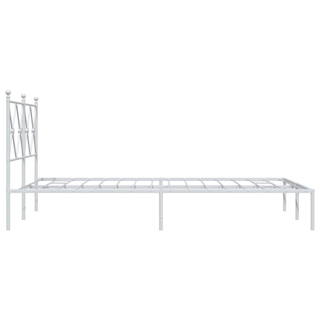 Metal Bed Frame with Headboard White 120x190 cm Small Double