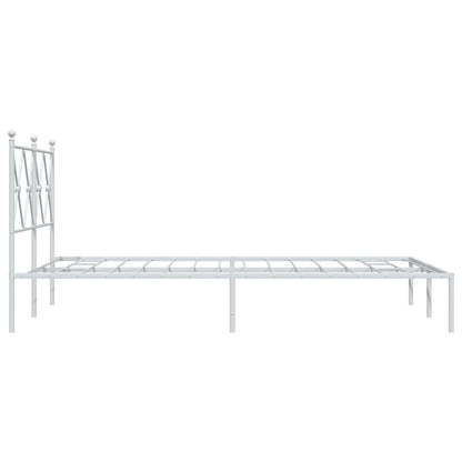 Metal Bed Frame with Headboard White 120x190 cm Small Double