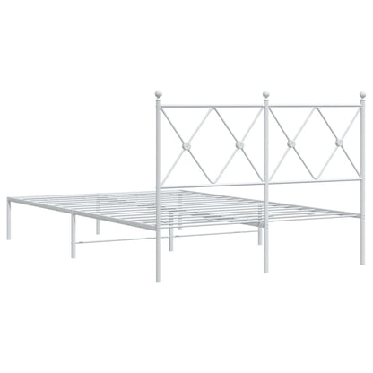 Metal Bed Frame with Headboard White 120x190 cm Small Double