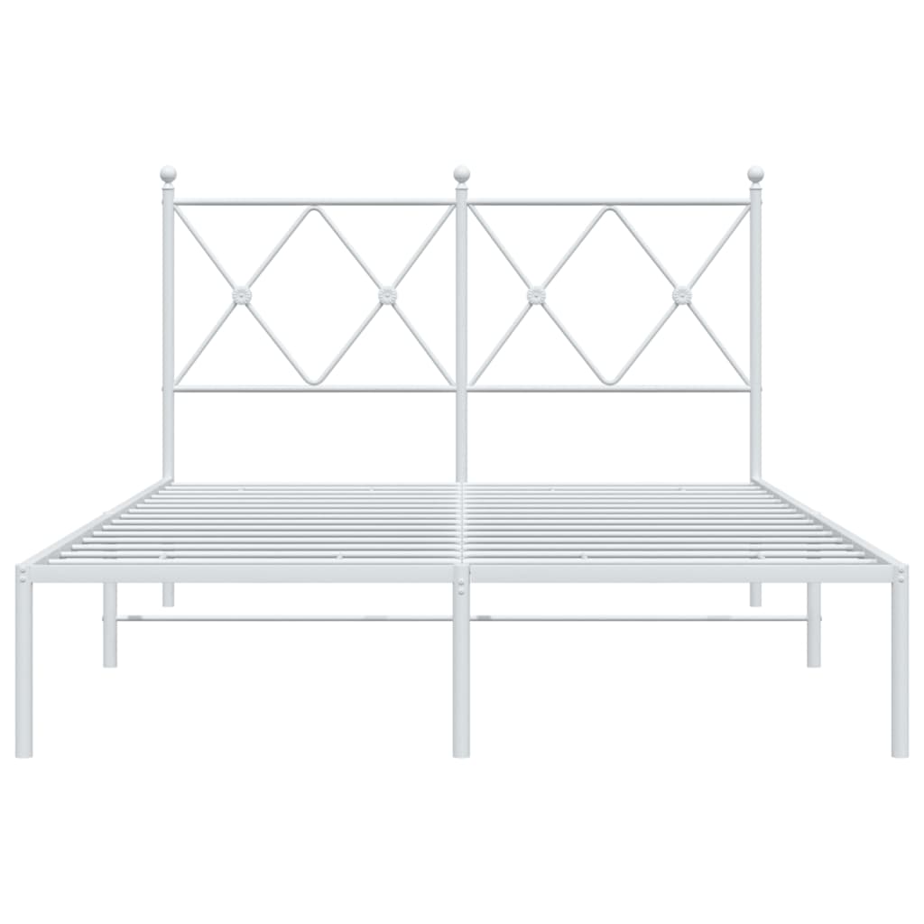 Metal Bed Frame with Headboard White 120x200 cm