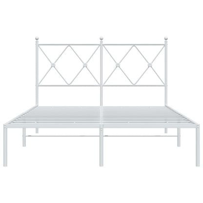 Metal Bed Frame with Headboard White 120x200 cm