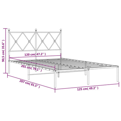 Metal Bed Frame with Headboard White 120x200 cm