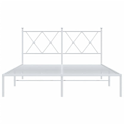 Metal Bed Frame with Headboard White 135x190 cm Double