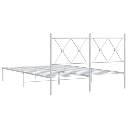 Metal Bed Frame with Headboard White 135x190 cm Double