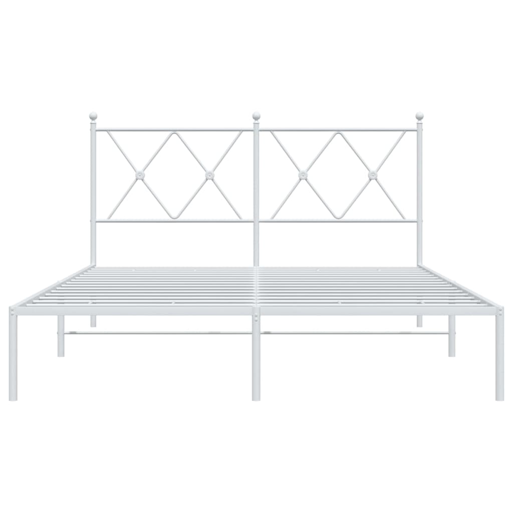 Metal Bed Frame with Headboard White 140x190 cm