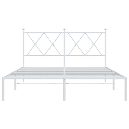 Metal Bed Frame with Headboard White 140x190 cm