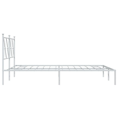 Metal Bed Frame with Headboard White 140x190 cm