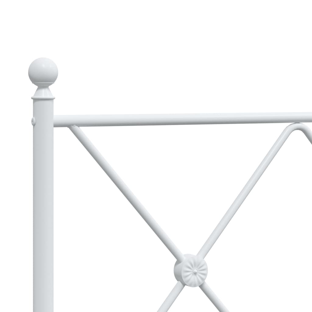 Metal Bed Frame with Headboard White 140x190 cm