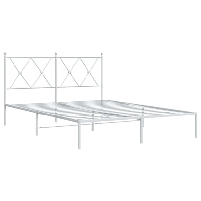 Metal Bed Frame with Headboard White 140x200 cm