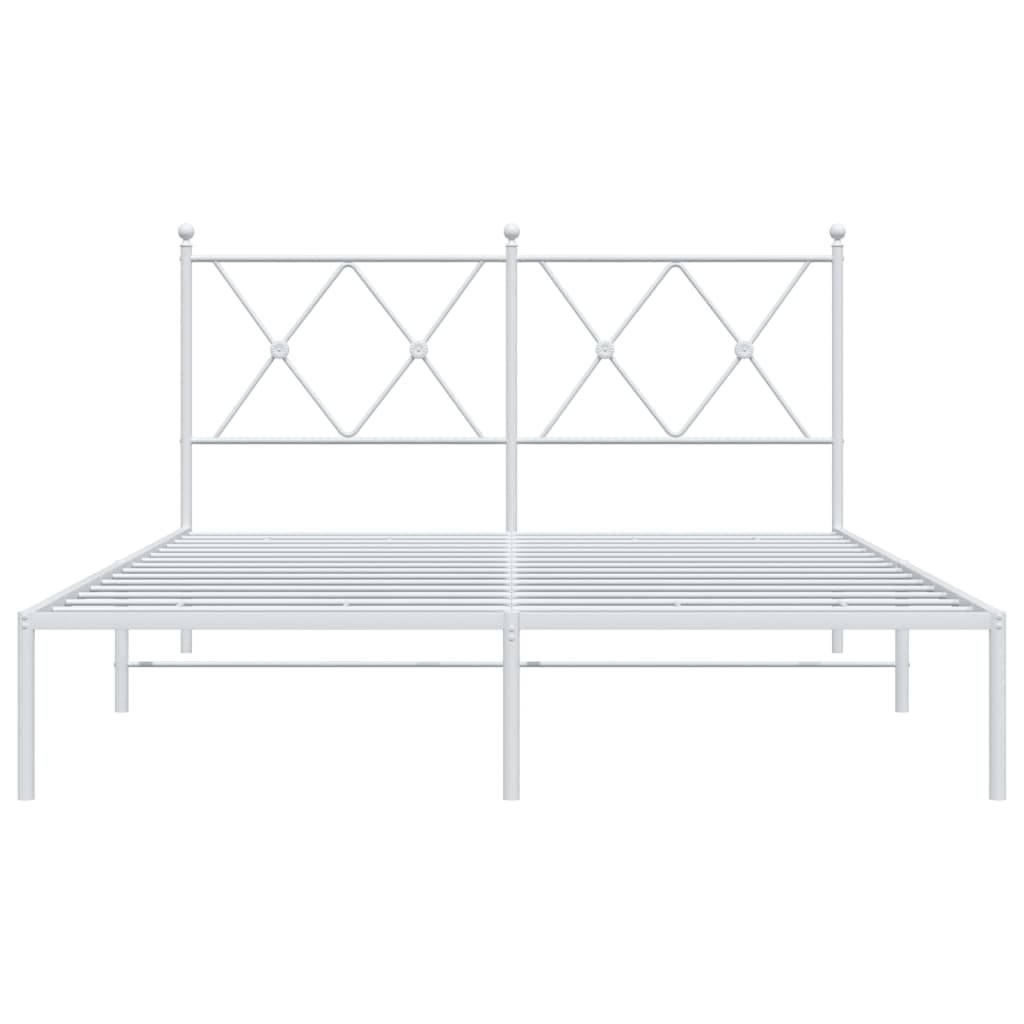 Metal Bed Frame with Headboard White 140x200 cm