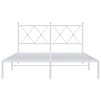 Metal Bed Frame with Headboard White 140x200 cm