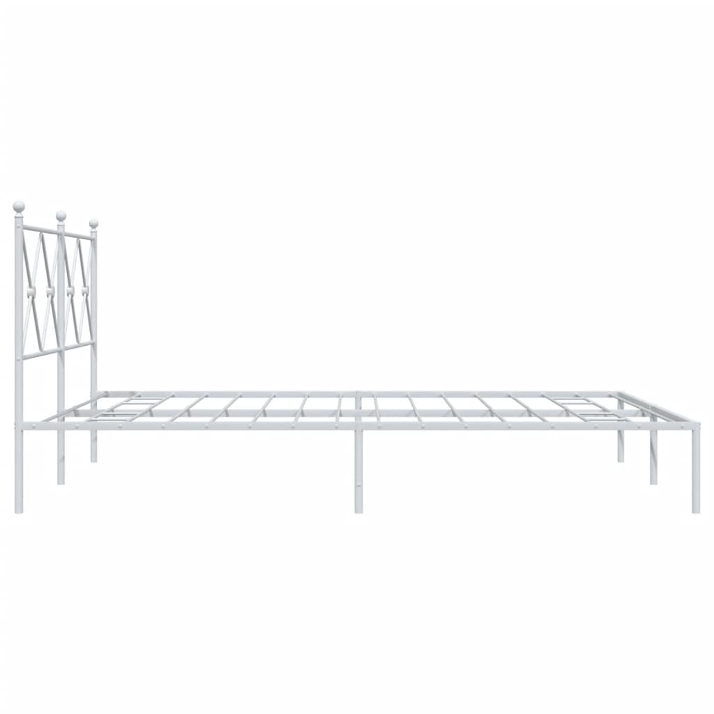 Metal Bed Frame with Headboard White 160x200 cm