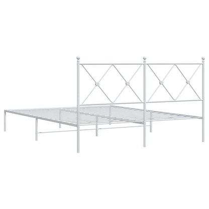 Metal Bed Frame with Headboard White 160x200 cm