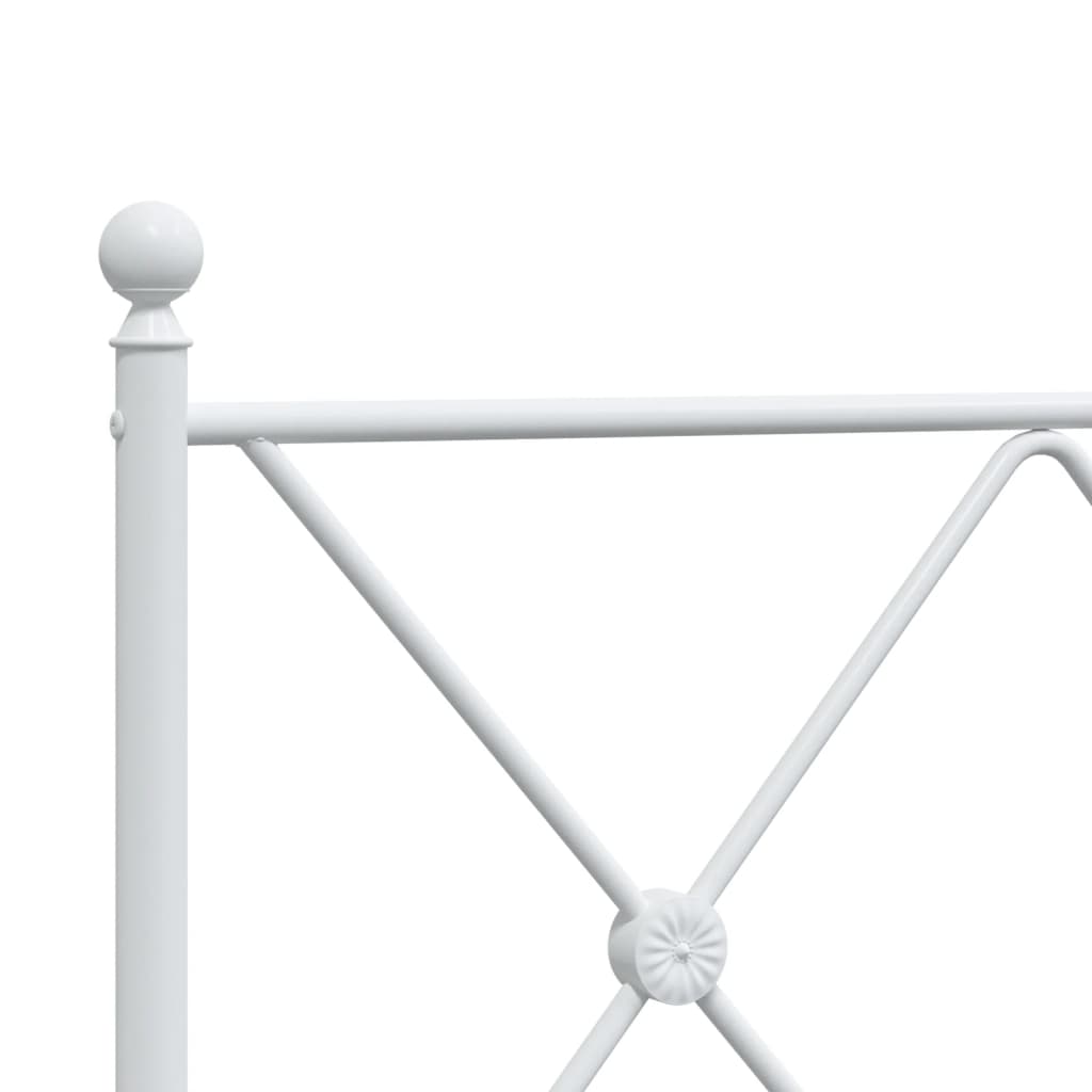 Metal Bed Frame with Headboard White 160x200 cm