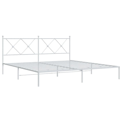 Metal Bed Frame with Headboard White 183x213 cm