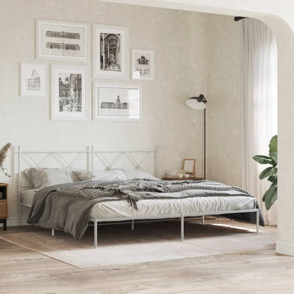 Metal Bed Frame with Headboard White 183x213 cm