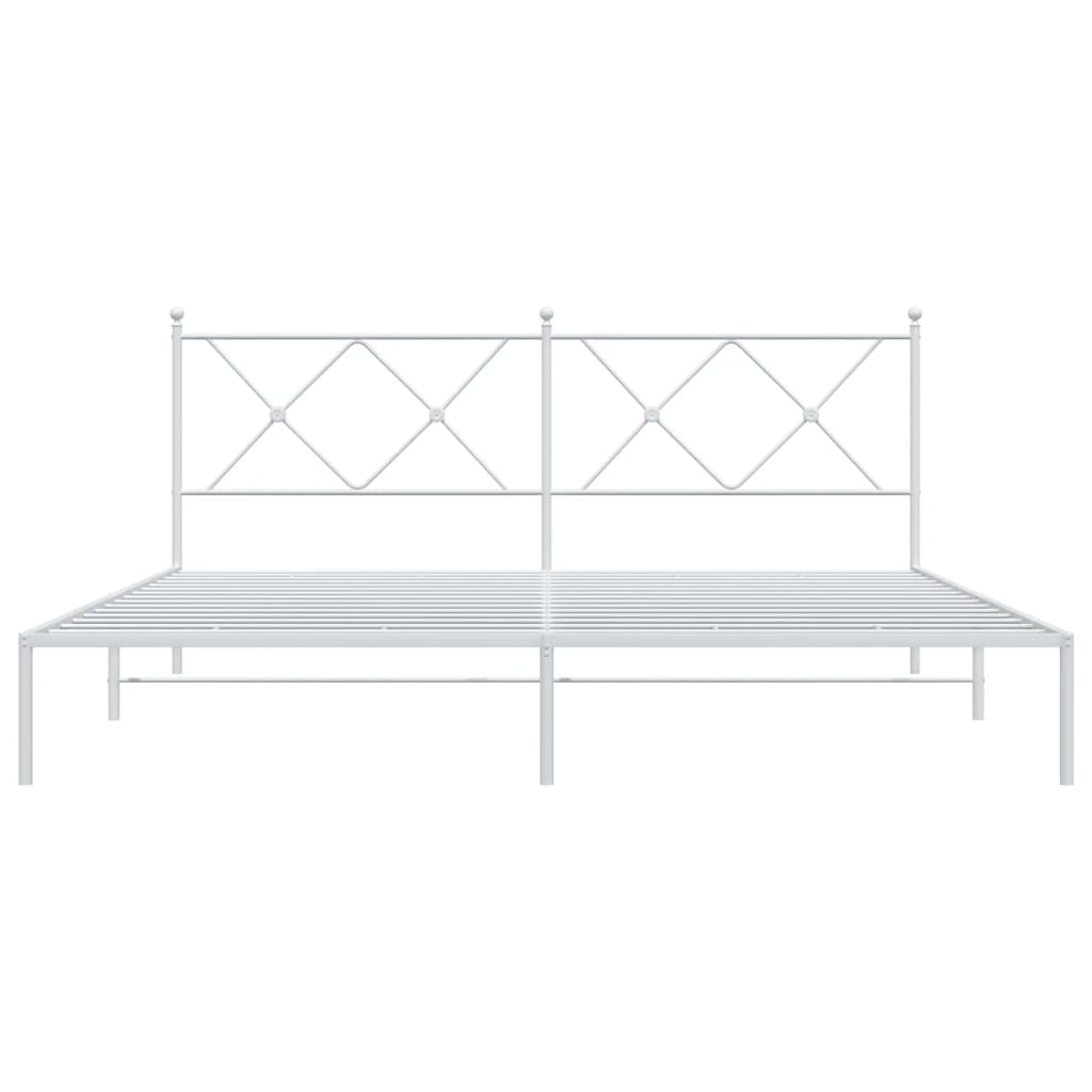 Metal Bed Frame with Headboard White 183x213 cm