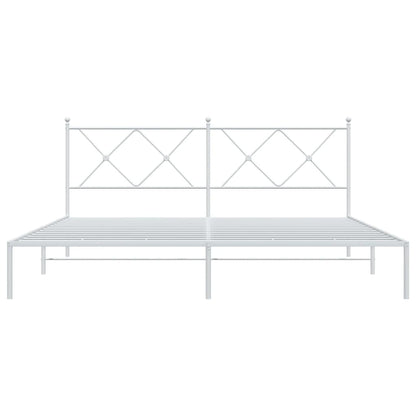 Metal Bed Frame with Headboard White 183x213 cm