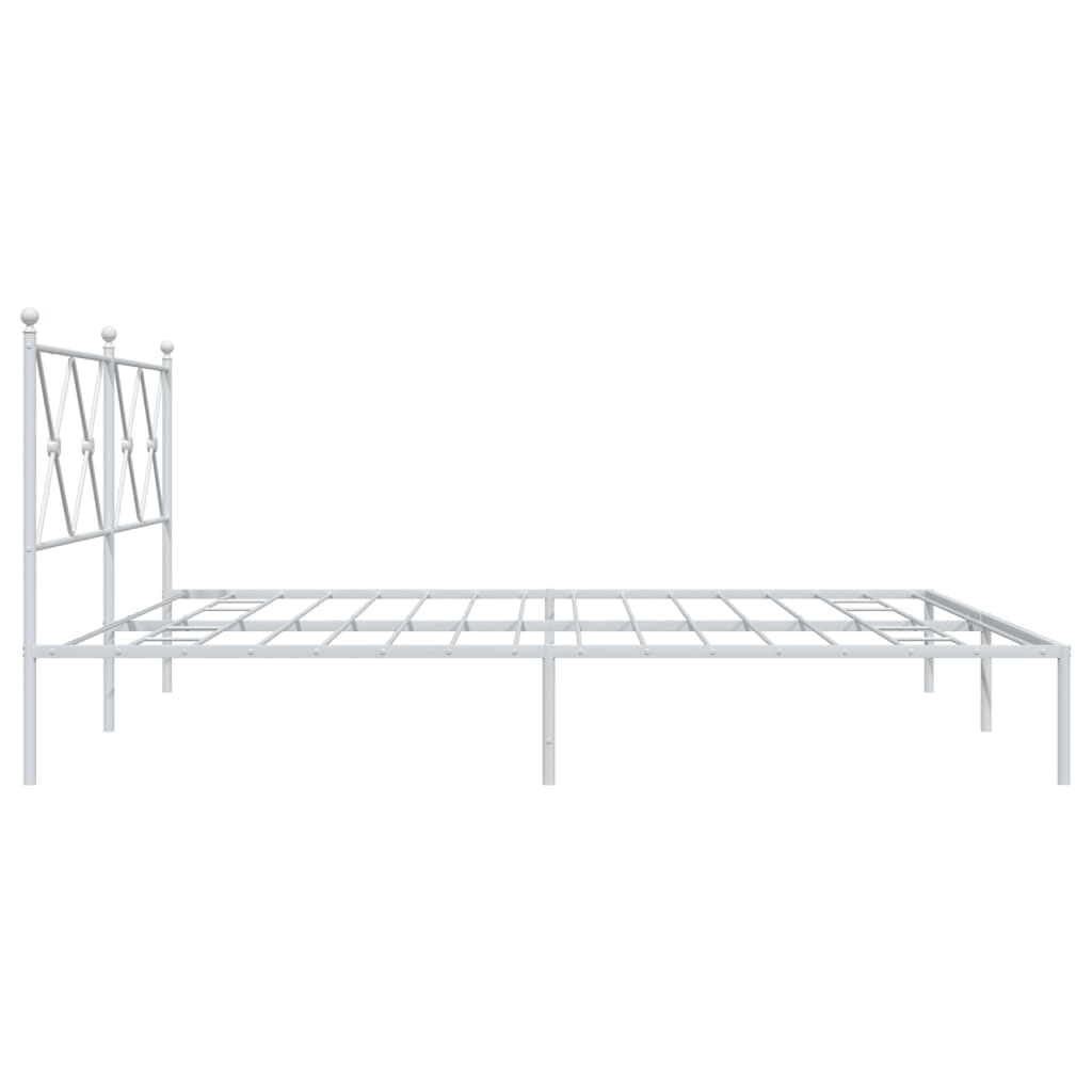 Metal Bed Frame with Headboard White 183x213 cm