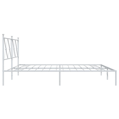 Metal Bed Frame with Headboard White 183x213 cm