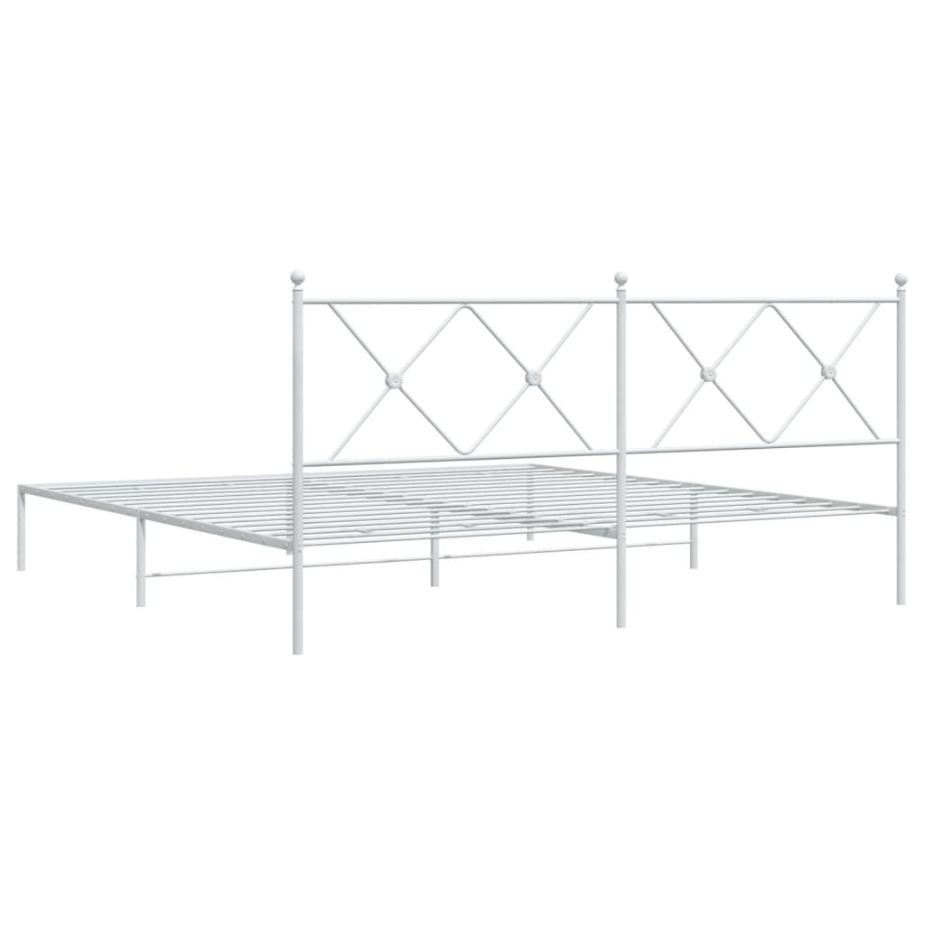 Metal Bed Frame with Headboard White 183x213 cm