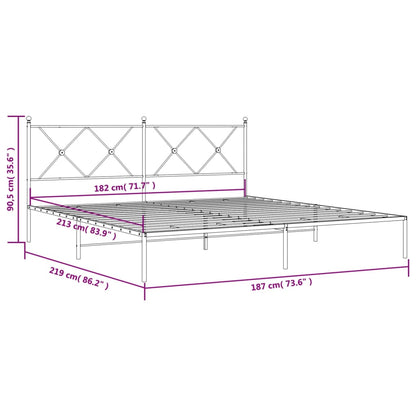 Metal Bed Frame with Headboard White 183x213 cm