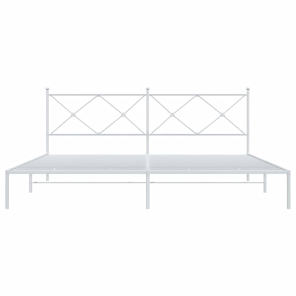 Metal Bed Frame with Headboard White 200x200 cm