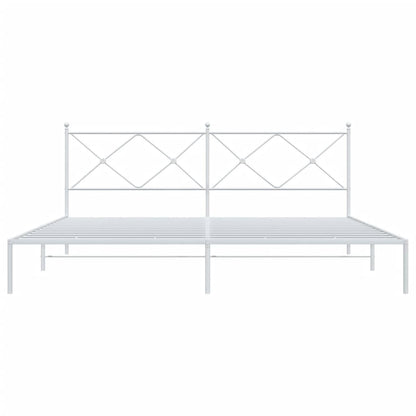 Metal Bed Frame with Headboard White 200x200 cm