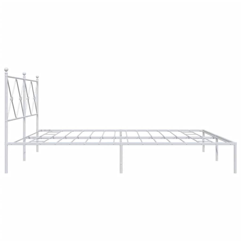 Metal Bed Frame with Headboard White 200x200 cm