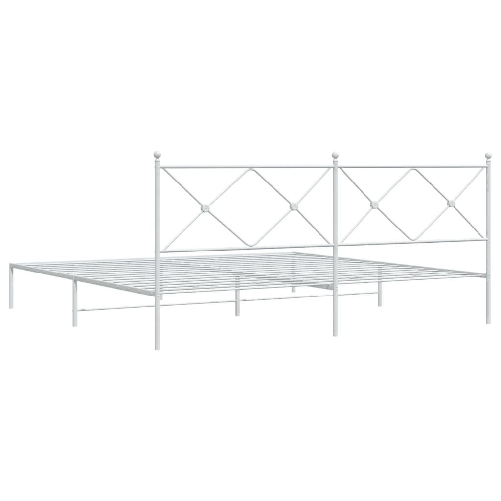 Metal Bed Frame with Headboard White 200x200 cm