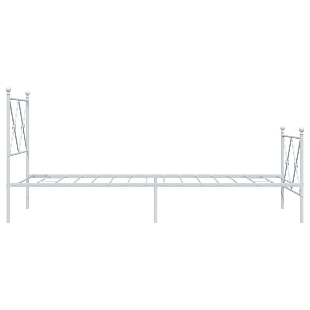 Metal Bed Frame with Headboard and Footboard White 75x190 cm Small Single