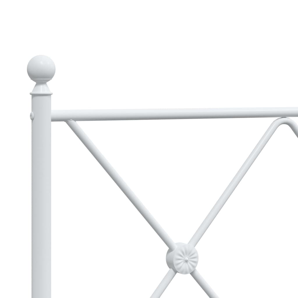 Metal Bed Frame with Headboard and Footboard White 75x190 cm Small Single