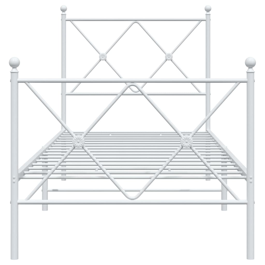 Metal Bed Frame with Headboard and Footboard White 80x200 cm