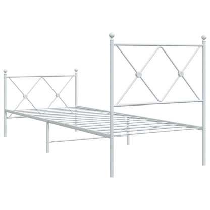 Metal Bed Frame with Headboard and Footboard White 80x200 cm