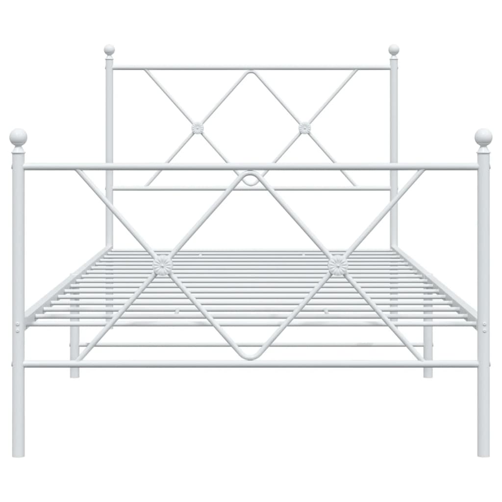 Metal Bed Frame with Headboard and Footboard White 90x190 cm Single