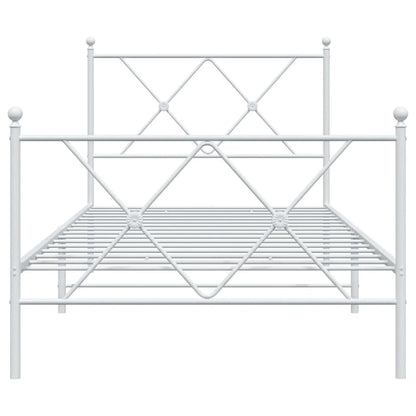 Metal Bed Frame with Headboard and Footboard White 90x190 cm Single