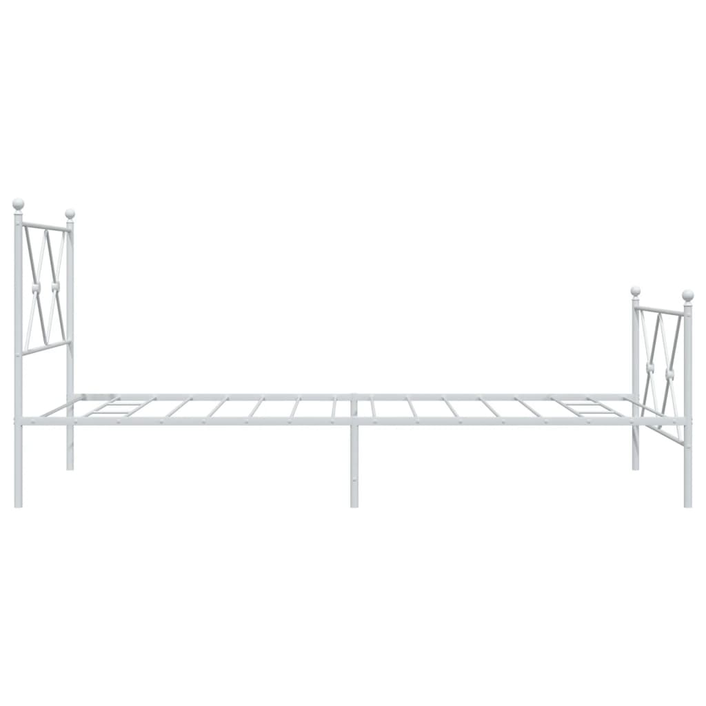 Metal Bed Frame with Headboard and Footboard White 90x190 cm Single