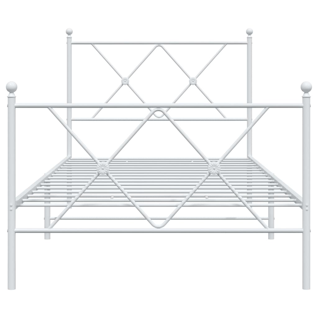 Metal Bed Frame with Headboard and Footboard White 90x200 cm