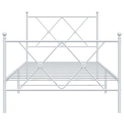 Metal Bed Frame with Headboard and Footboard White 90x200 cm