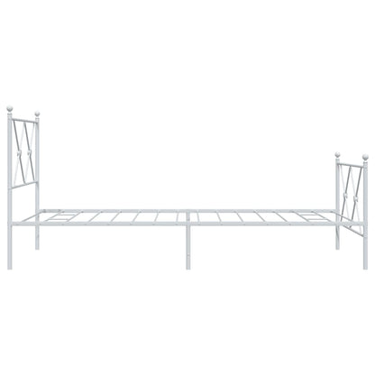 Metal Bed Frame with Headboard and Footboard White 90x200 cm